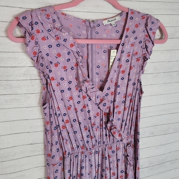 MADEWELL Ruffle-Edged Wrap Maxi Dress in Prairie Posies, SZ 0 - Picture 4 of 15